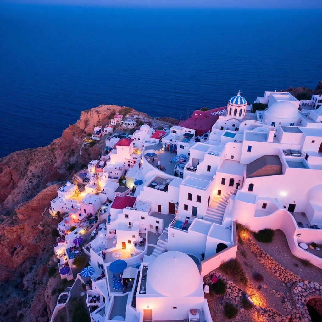 Coastal village at twilight