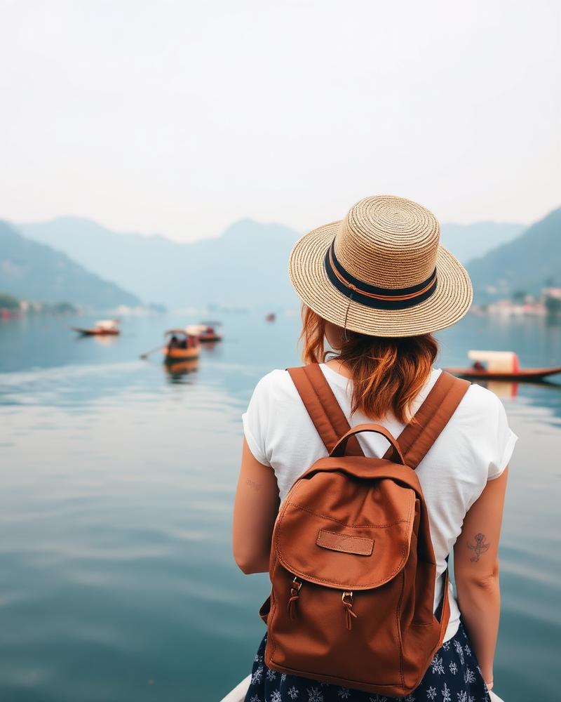 Traveler at lake